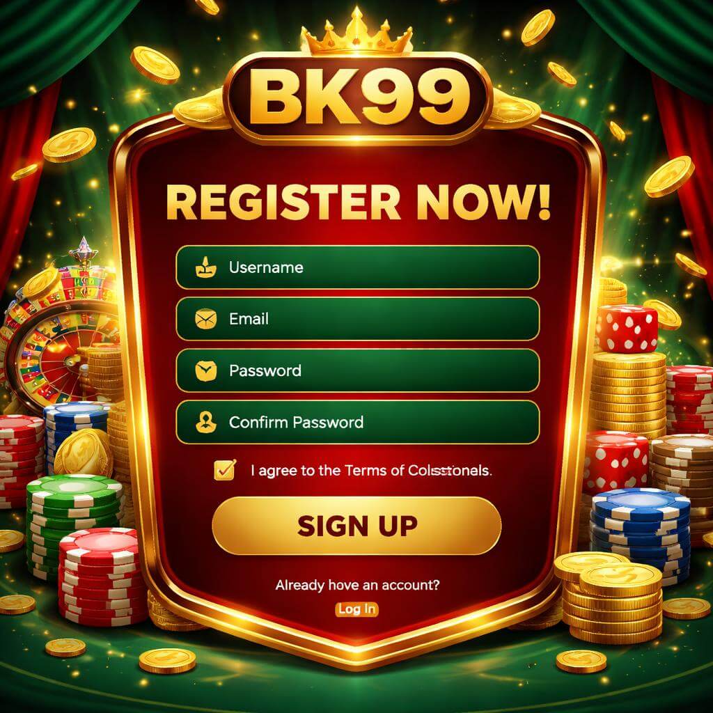 BK99 platform login area for casino players exploring slots jackpots live casino and betting options